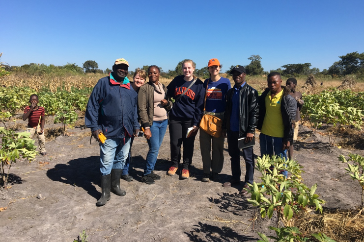 Meeting with a Zambian smallholder farmer that grows cassava and maize with representatives from ABInBev. 